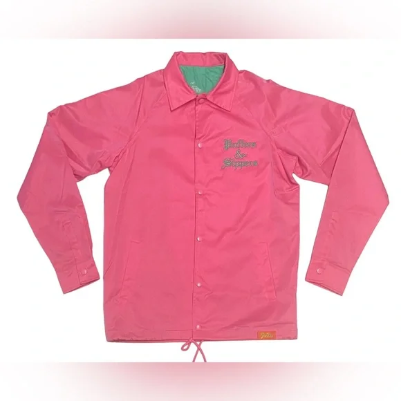 NEW Puffers Pink Nylon Windbreaker Button Up Jacket Men Sz XL Miami Vice - Picture 4 of 7